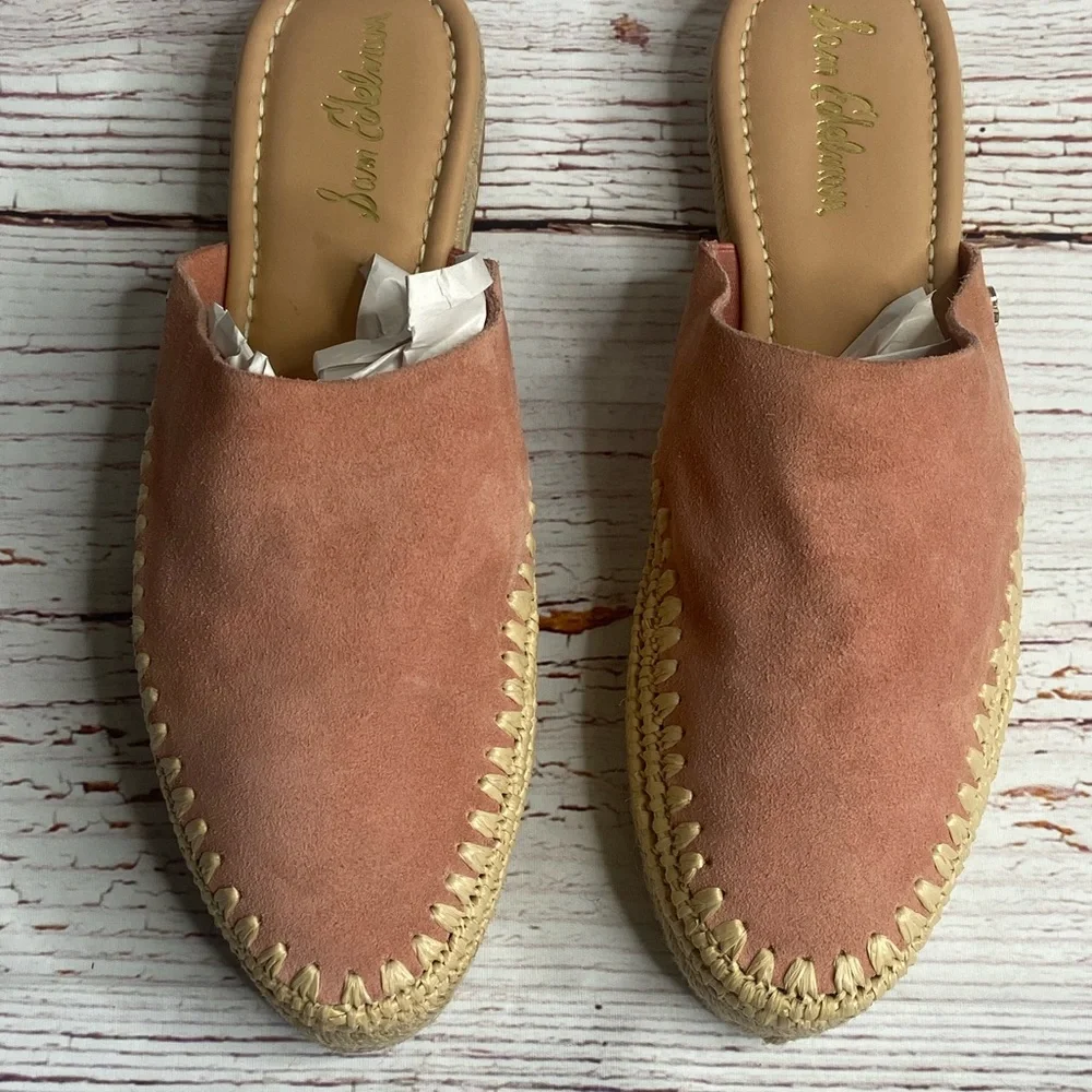 New Sam Edelman Austin Espadrille Slide in Rose Suede Sz 10.5
